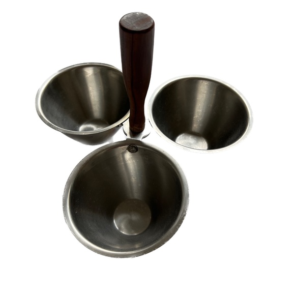 EATON HADDON HALL Mid Century Modern 3 Condiment Server Caddy Stainless Japan - Picture 3 of 6